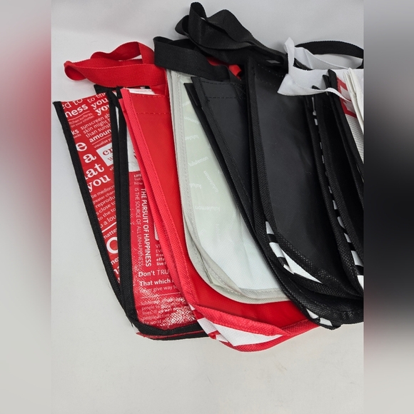 LULULEMON PREOWNED SHOPPING BAG BUNDLE OF 10 SMALL REUSABLE BAGS RED WHITE BLACK - Picture 2 of 12